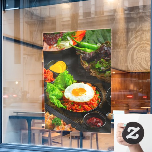 韓国食品炒め飯キムチ卵焼き ウィンドウサイン (カフェ窓)