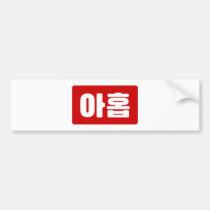 韓国9番9아홉 【Ahop】ハングル バンパーステッカー
