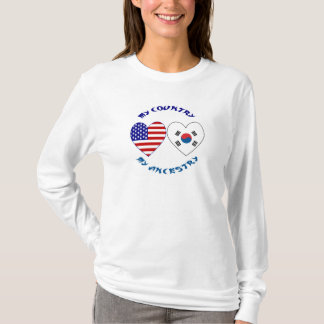 韓国 アメリカ ハート フラッグ ヘリテージ レディース Tシャツ