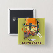 韓国 イラスト マップ ポスター 缶バッジ (正面&裏面)