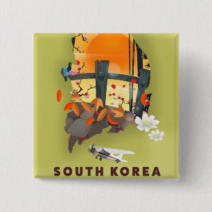 韓国 イラスト マップ ポスター 缶バッジ