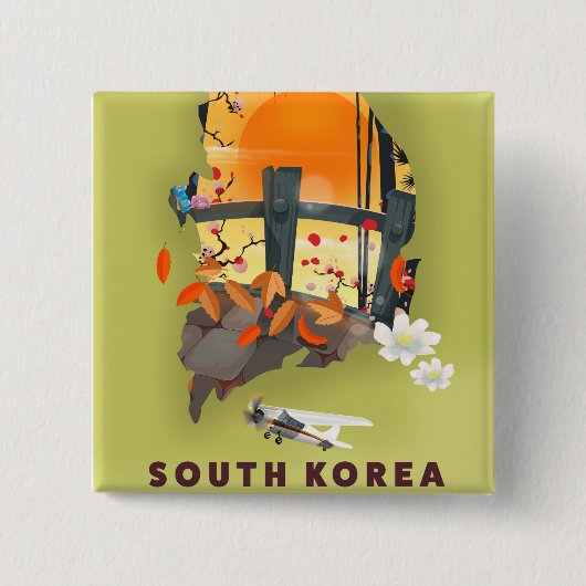 韓国 イラスト マップ ポスター 缶バッジ (正面)