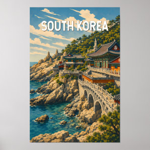 韓国 イラスト 旅行 アート ヴィンテージ ポスター