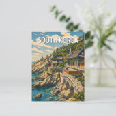 韓国 イラスト 旅行 アート ヴィンテージ ポストカード (スタンド正面)