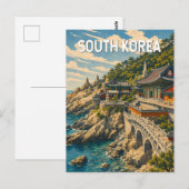 韓国 イラスト 旅行 アート ヴィンテージ ポストカード (正面/裏面)