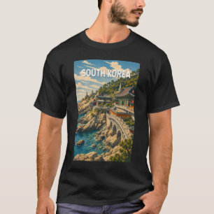 韓国 イラスト 旅行 アート ヴィンテージ Tシャツ