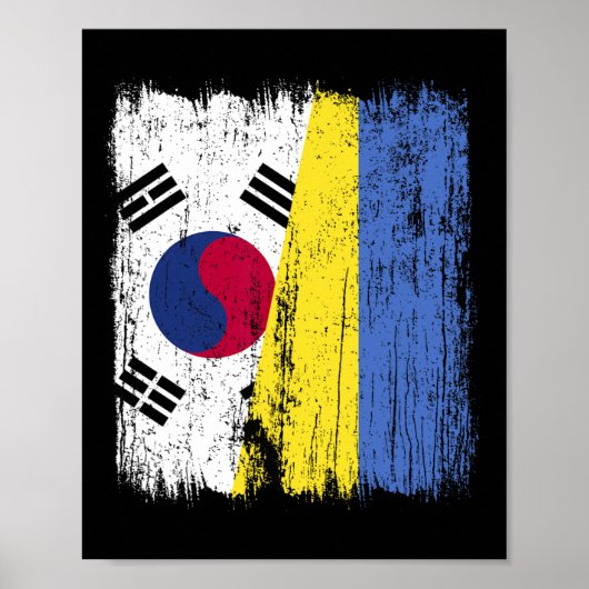 韓国 ウクライナ ハーフ フラグ 韓国 ウクライナ人 ポスター (正面)