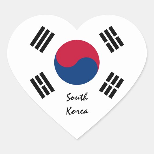 韓国 ステッカー ハート 愛国的な韓国国旗 (正面)