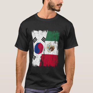 韓国 メキシコ ハーフフラグ 韓国系メキシコ人 Tシャツ