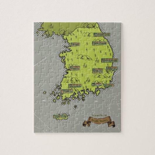 韓国 ヴィンテージ スタイル 地図 ジグソーパズル (縦)
