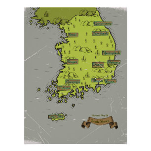 韓国 ヴィンテージ スタイル 地図 ポスター