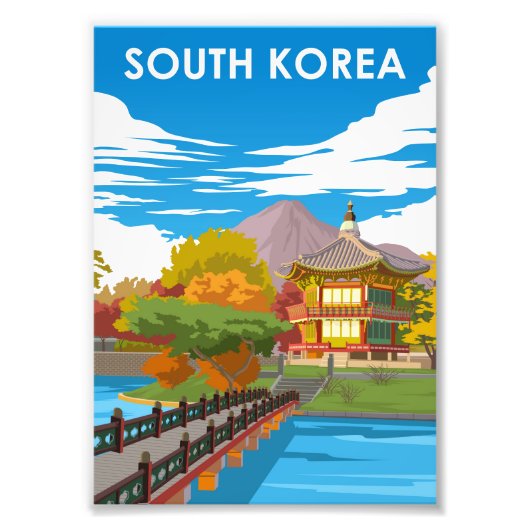 韓国 ヴィンテージ ミニマル リトロ トラベル ポスター (正面)
