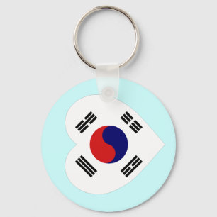 韓国(南)の旗のハート キーホルダー