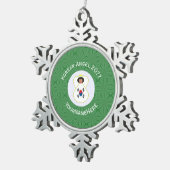 韓国(南)エンジェル・クリスマス国旗パーソナライズされた スノーフレークピューターオーナメント (右)