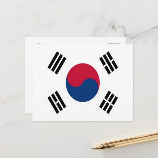 韓国 – 国旗 – ポストカード (正面/裏面インサイチュ)