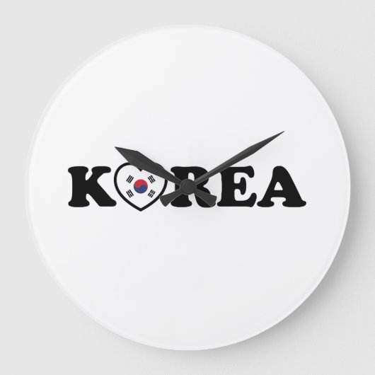 韓国 愛 ハート 旗 ラージ壁時計 (正面)