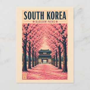 韓国 桜 イラスト 旅行アート ポストカード