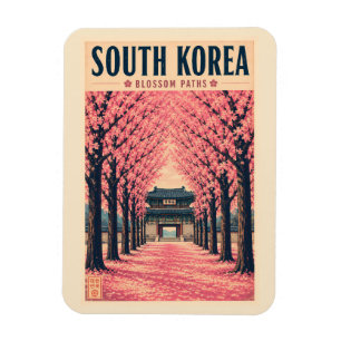 韓国 桜 イラスト 旅行アート マグネット
