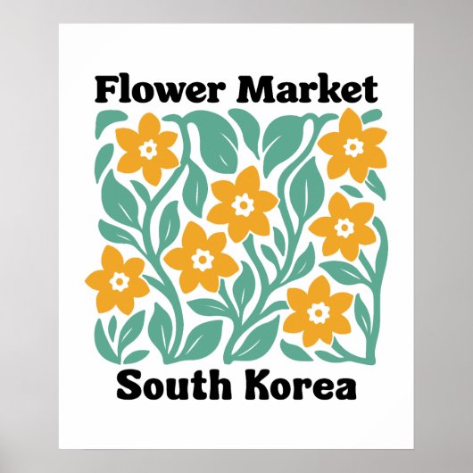 韓国 花市場 黄色い花 フラワー ポスター (正面)