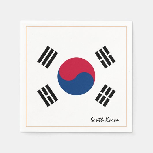 韓国・韓国国旗のパーティーファッション/スポーツファン スタンダードカクテルナプキン (正面)