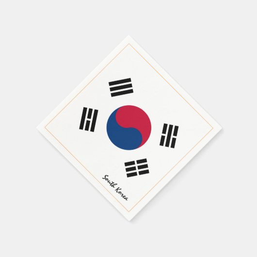 韓国・韓国国旗のパーティーファッション/スポーツファン スタンダードカクテルナプキン (角)