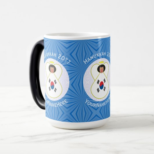 韓国(韓国)エンジェル・ハヌカーパーソナライズされた国旗 モーフィングマグカップ (正面左)