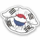 韓国・韓国・口紅ラブ国旗 シール (正面)
