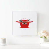 韓国BBQ(고구)기サイン スクエア壁時計 (ホーム)