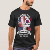 韓国Fの場所を知っている韓国系アメリカ人 Tシャツ (正面)