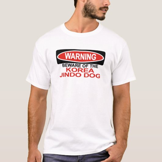 韓国Jindo犬の用心して下さい Tシャツ (正面)