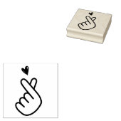 韓国Kハンドポップ・アートのハートブルーレッド ラバースタンプ (押印)