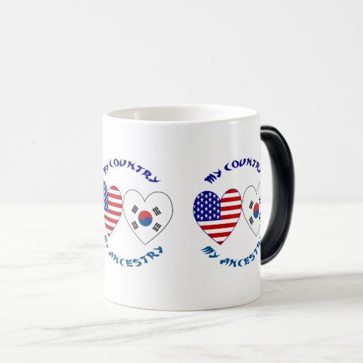 韓国USAハート旗私の国の祖先 モーフィングマグカップ (正面右)