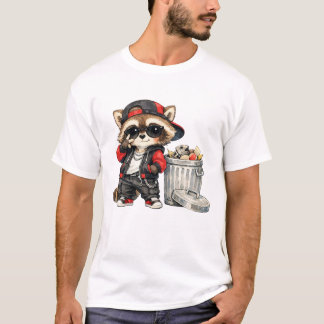韓流好きなアライグマのクールなデザイン Tシャツ