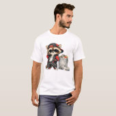 韓流好きなアライグマのクールなデザイン Tシャツ (正面フル)