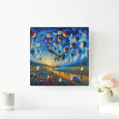 音と視覚を通して超現実的な旅 スクエア壁時計 (ホーム)