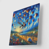 音と視覚を通して超現実的な旅 スクエア壁時計 (傾斜)