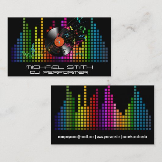 音カラフルバー等化器 | 音楽ノート 名刺 (正面/裏面)