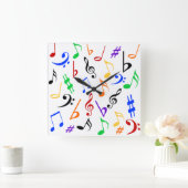 音カラフル楽時計 スクエア壁時計 (ホーム)