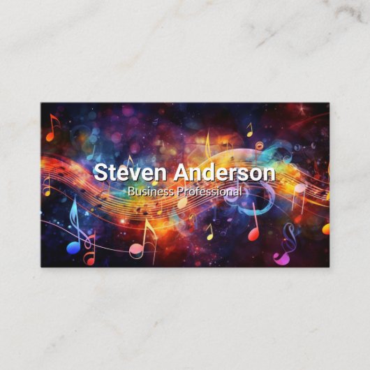 音カラフル楽音背景 名刺 (正面)