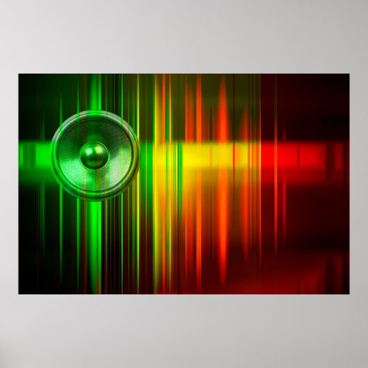 音カラフル波付き音楽スピーカー ポスター (正面)