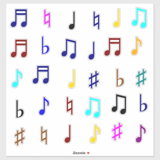 音カラフル音と記号 シール (シート)