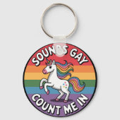 音ゲイユニコーン虹の旗LGBTで私を数える キーホルダー (正面)