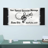 音パーソナライズされた楽バナー(白黒) 横断幕 (トレードショー)