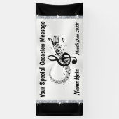 音パーソナライズされた楽バナー(白黒) 横断幕 (縦)