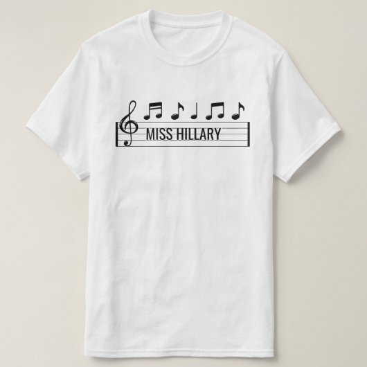 音パーソナライズされた楽先生名 Tシャツ (デザイン正面)