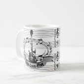 音パーソナライズされた楽・ギターテーマ用コーヒーマグ コーヒーマグカップ (正面左)