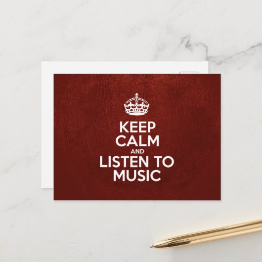 音保聞楽 – 赤い革 ポストカード (正面/裏面インサイチュ)