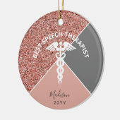 音声セラピストバラ金ゴールドパーソナライズされたグリッター セラミックオーナメント (左)