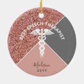 音声セラピストバラ金ゴールドパーソナライズされたグリッター セラミックオーナメント (裏面)