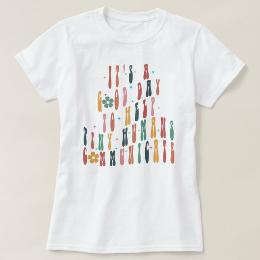 音声セラピーシャツ、SLPシャツ、ピンクの弓、SLPA Sh Tシャツ (デザイン正面)